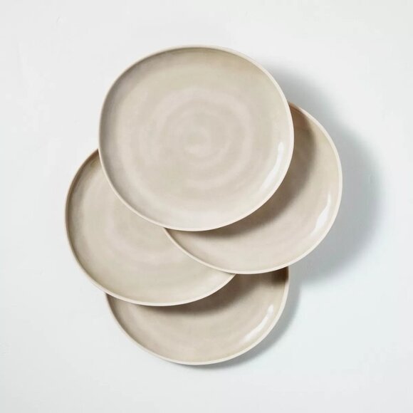 11" Tonal Melamine Dinner Plate Set 4pk - Hearth & Hand Magnolia - Cream/Natural - Picture 1 of 7